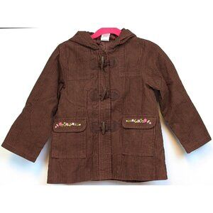 2006 Gymboree Primrose Jacket sz 4 NWT Brown Corduroy Hooded Basics Flower